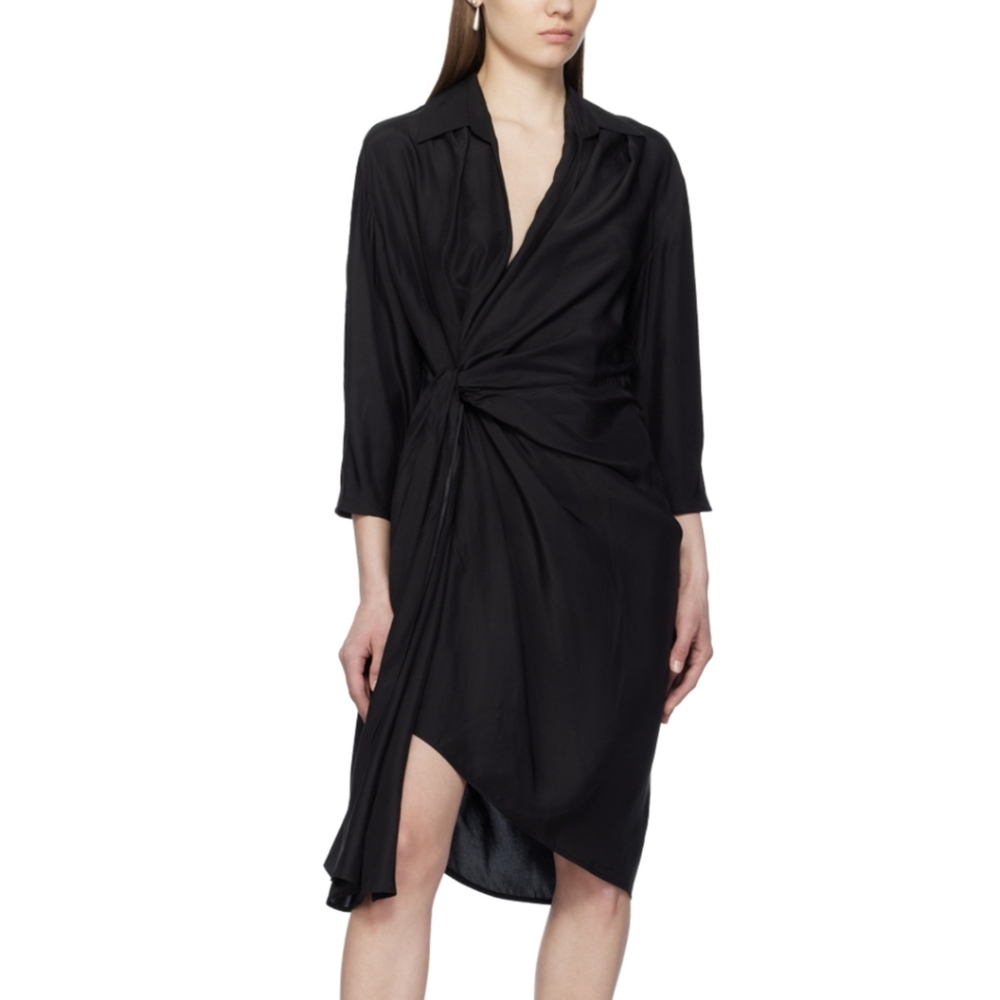 Gauge81 Miya Silk Wrap Dress‎ Black Asymmetric Luxury Designer Size 40 / Small